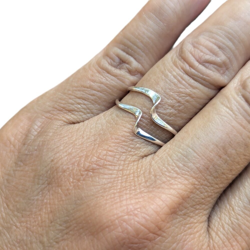 Handmade Navajo Sterling‎ Silver Wave Wire Band Ring Native American Jewelry **